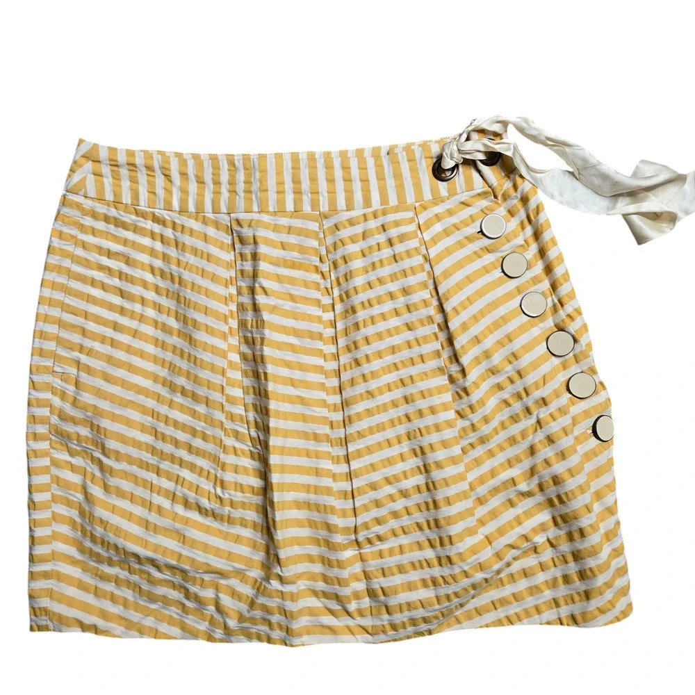 Anthropologie Leifsdottir Striped Yellow Skirt Size: 6